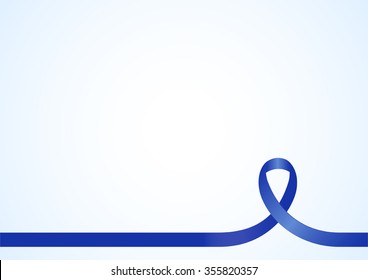 Blue ribbon awareness for design background template with copy space.