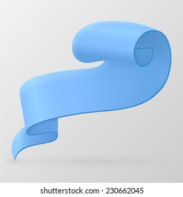 Blue ribbon banner. Design element. Isolated on a gray background. With Space For Text. Vector illustration.