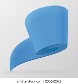 Blue ribbon banner. Design element. Isolated on a gray background. With Space For Text. Vector illustration.