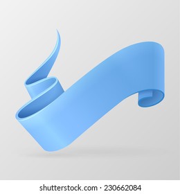 Blue ribbon banner. Design element. Isolated on a gray background. With Space For Text. Vector illustration.