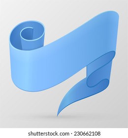 Blue ribbon banner. Design element. Isolated on a gray background. With Space For Text. Vector illustration.
