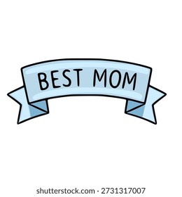 Ilustración vectorial de Anuncio de cinta azul con texto "MEJOR MAMÁ"