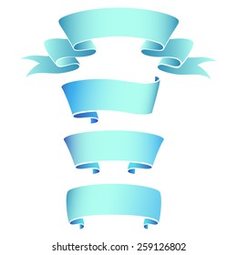 Blue Ribbon Banners Collection. Red background. Vector