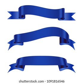 Blue ribbon banners.Set of decorative elements.Vector illustration.