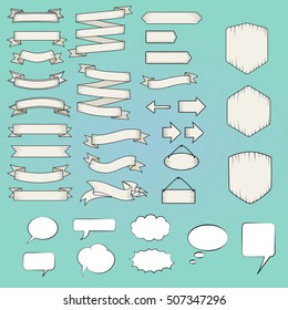 Blue ribbon banners set. Beautiful blank for decoration graphic