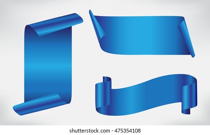 Blue ribbon banners Set.Vector illustration.