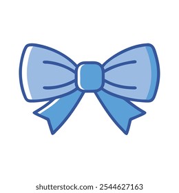 Blue ribbon bow cartoon illustration, Cute blue bow graphic illustration in a simple cartoon style, isolated on white background, suitable for decoration.
