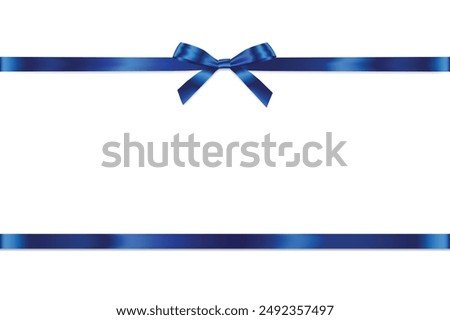 Blue Ribbon Bow Realistic shiny satin with shadow horizontal ribbon for decorate your father