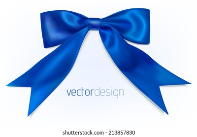 Blue ribbon and bow, vector illustration.