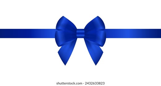 In: Blue Ribbon Bow. Vektor-Illustration isoliert auf weißem Hintergrund. 