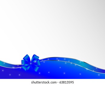 Blue ribbon and bow - vector illustration
