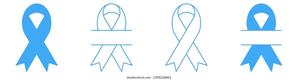 Blue ribbon. Breast cancer awareness ribbon. Women support blue ribbon.EPS 10