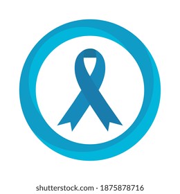 Blue Ribbon Campaign In Circular Frame Vector Illustration Design