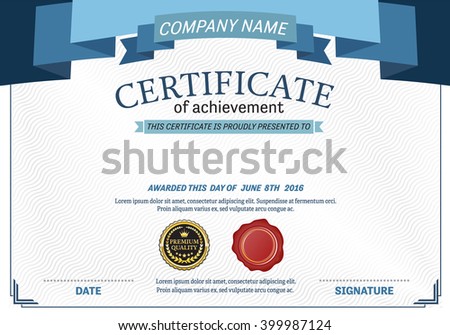 blue ribbon certificate diploma template vector stock vector blue ribbon award template