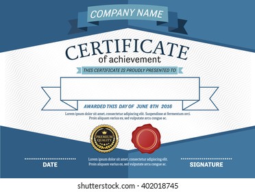 blue ribbon certificate diploma template vector stock vector blue ribbon award template