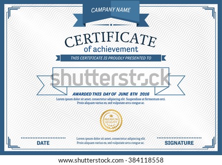 blue ribbon certificate white background template stock vector blue ribbon award template