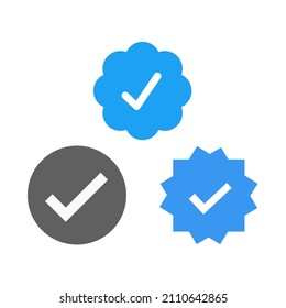 Marca Círculo Azul Cinta Marcar Cuenta Verificada Social Media Set Logotipo Símbolo Icono Insignia Vector Círculo