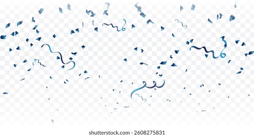 Blue ribbon and confetti Can be separated from a transparent background