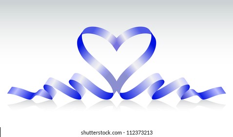 Blue ribbon in the form of heart, vector illustration eps10