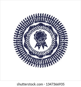 Blue ribbon icon inside distress rubber seal