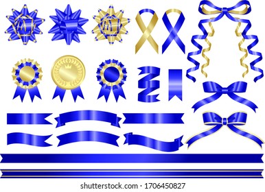
Blue ribbon illustration set for decoration
