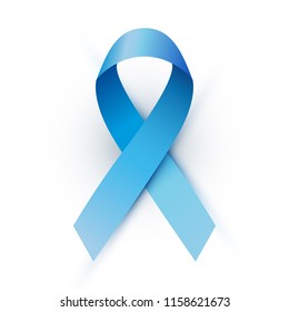 Blue ribbon isolated on a white background vector illustration. Men's health awareness month symbol.