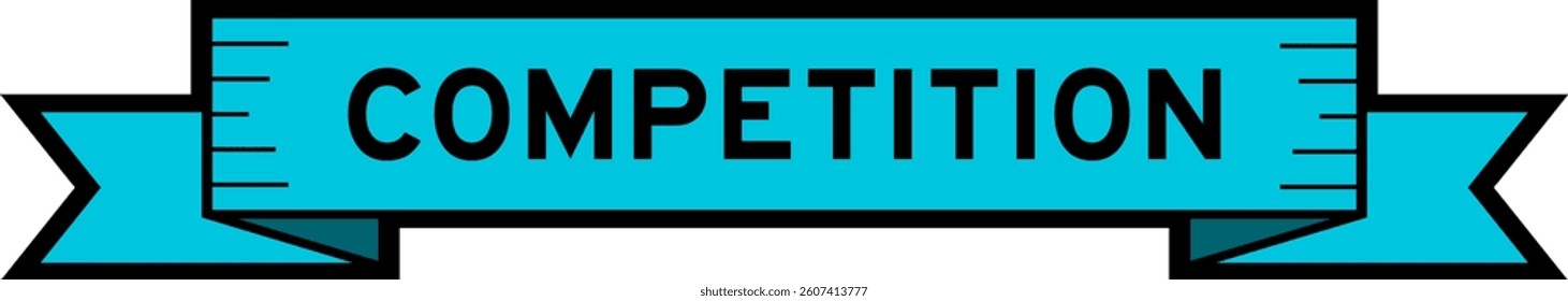 Blue ribbon label banner with word competition on white background