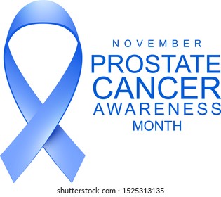 Blue ribbon loop bow symbol nowember prostate cancer awareness month. Isolated on white vector illustration
