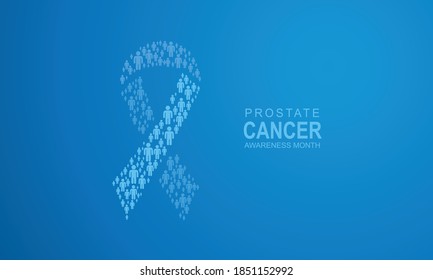 	
Blue Ribbon Men Mosaic With Prostate Cancer Awareness Month Typography And Blue Gradient Background	