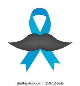 Blue ribbon and mustache. 