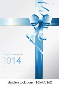 Blue Ribbon and New year card 2014 : Illustration EPS10