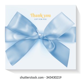 Blue ribbon on gift box, vector illustration.