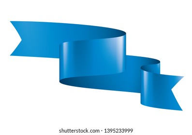 blue ribbon on white background. Vector illustration