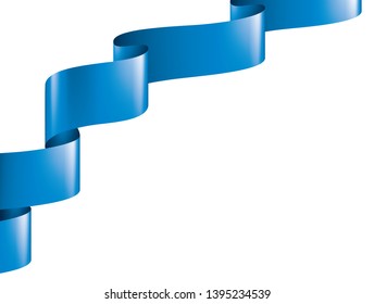 blue ribbon on white background. Vector illustration