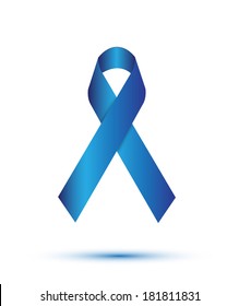 Blue ribbon on white background
