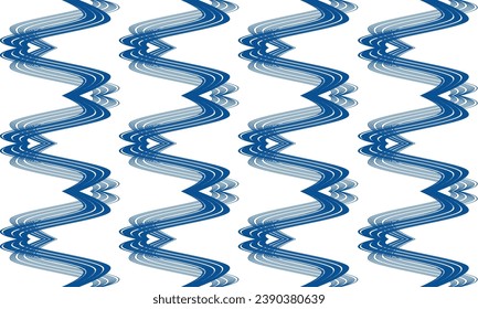 blue ribbon on white background, seamless pattern with repeat blue waves as vertical strip line, replete image design for fabric printing patter

