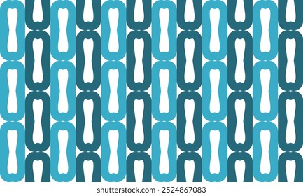 Cinta azul, patrón con cadenas en vintage azul verde o tira de anillo Vertical sobre fondo blanco Repetir diseño de patrón sin costuras para la impresión de tela