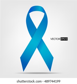Blue ribbon. Peace, dysautonomia and other awareness symbol. Vector illustration