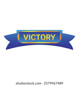 Blue ribbon proclaiming victory representing success and achievement