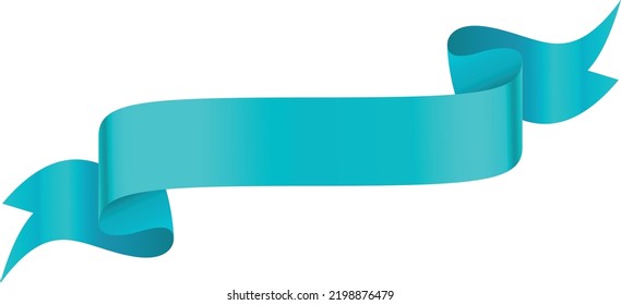 Blue ribbon. Realistic banner flag. Textile scroll