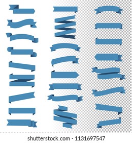 Blue Ribbon Set InIsolated Transparent Background, Vector Illustration