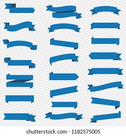 Blue Ribbon Set InIsolated Transparent Background With Gradient Mesh, Vector Illustration