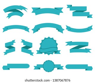 Blue Ribbon Set InIsolated White Background, Vector Illustration