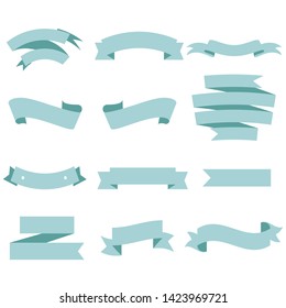 Blue Ribbon Set InIsolated White Background, Vector Illustration