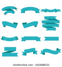 Blue Ribbon Set InIsolated White Background, Vector Illustration