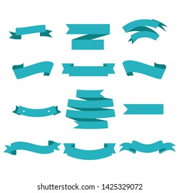 Blue Ribbon Set InIsolated White Background, Vector Illustration