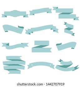 Blue Ribbon Set InIsolated White Background, Vector Illustration