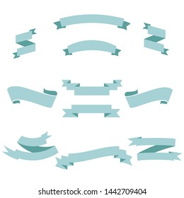 Blue Ribbon Set InIsolated White Background, Vector Illustration