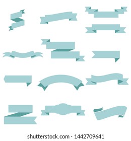 Blue Ribbon Set InIsolated White Background, Vector Illustration