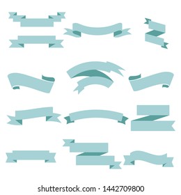 Blue Ribbon Set InIsolated White Background, Vector Illustration